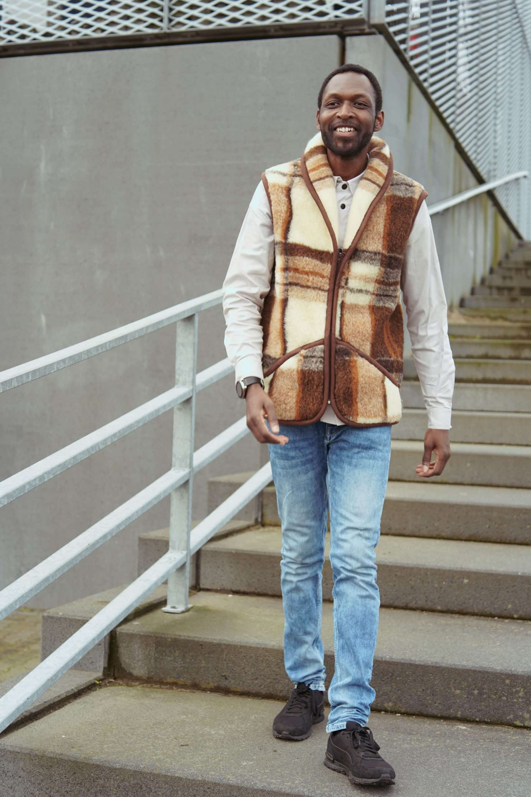 Wollen Bodywarmer - Mehrfarbig mit Reißverschluss