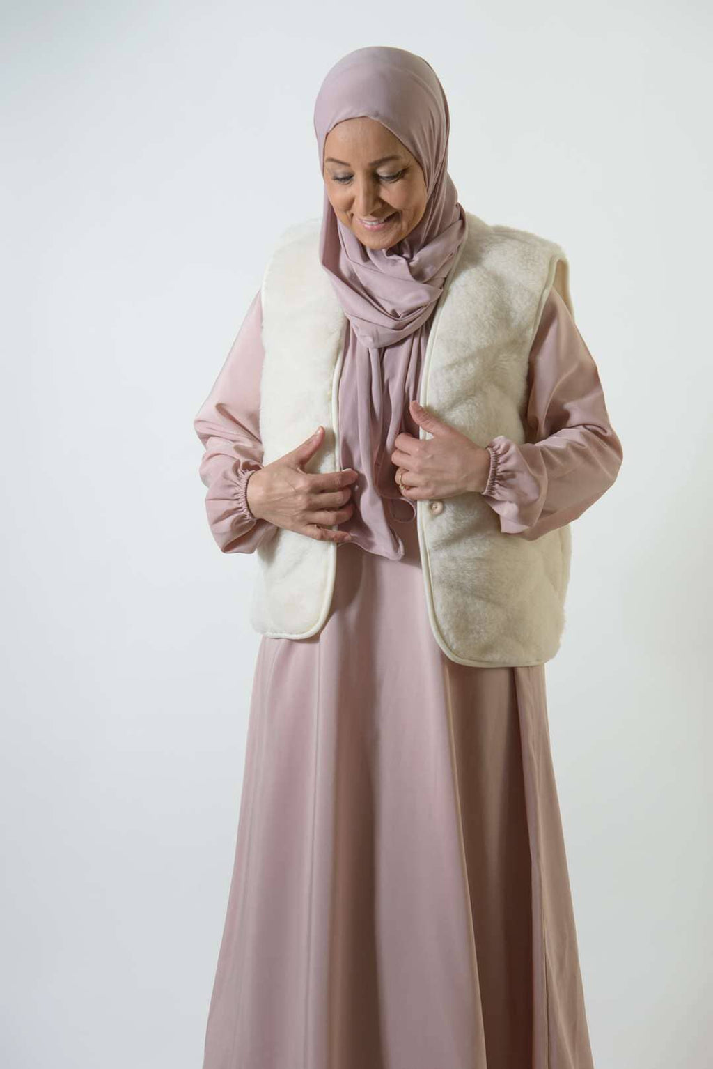 Wollen Bodywarmer - Flache Weiße Bubble Shorty