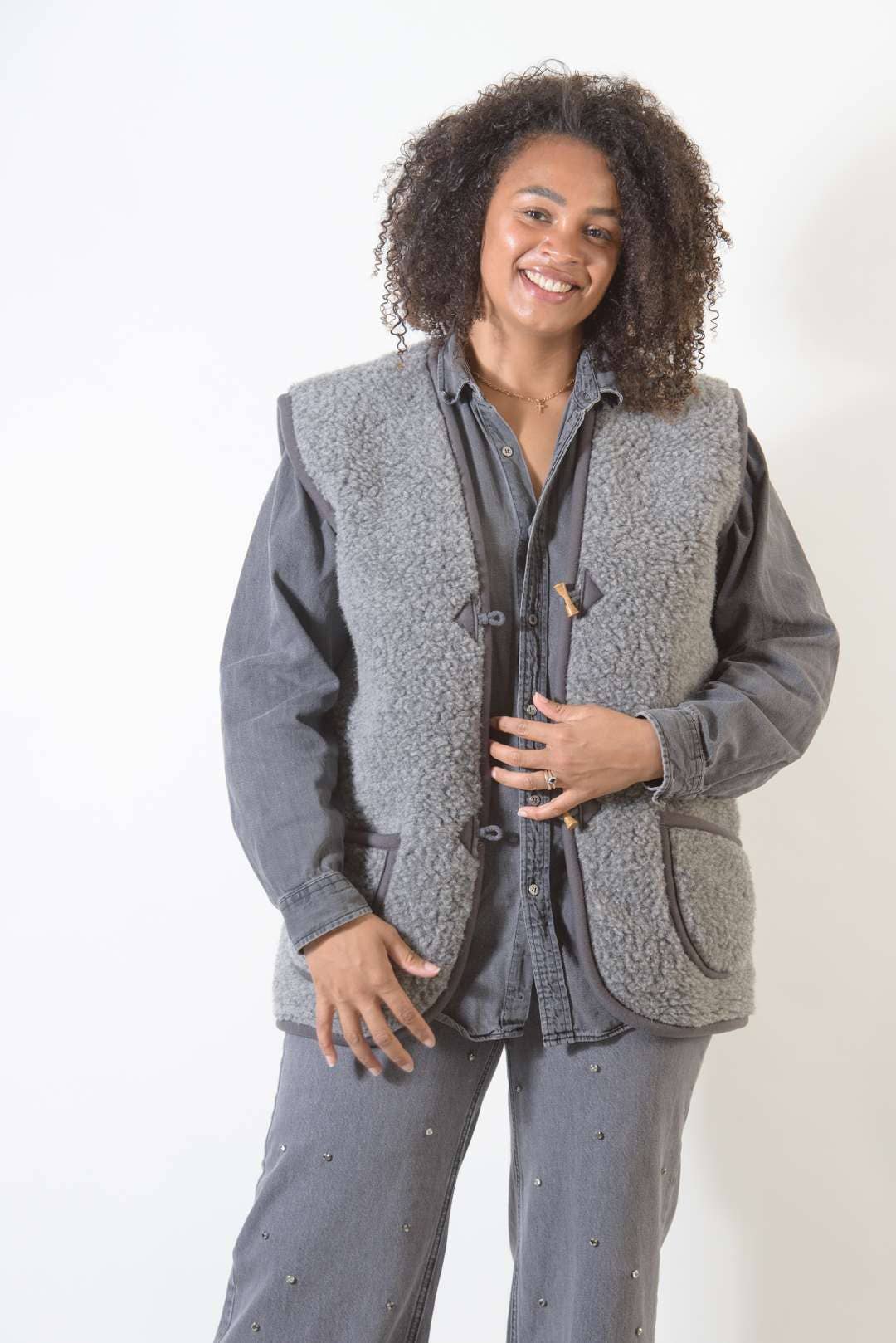 Wollen Bodywarmer - Schwarzer Tee