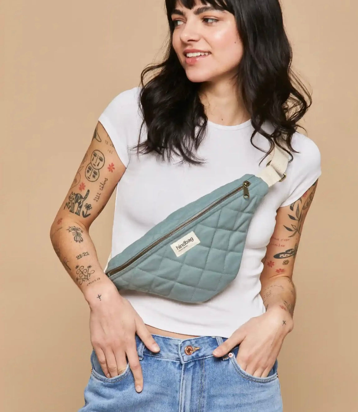 Gesteppte Gürteltasche Olivia Sage
