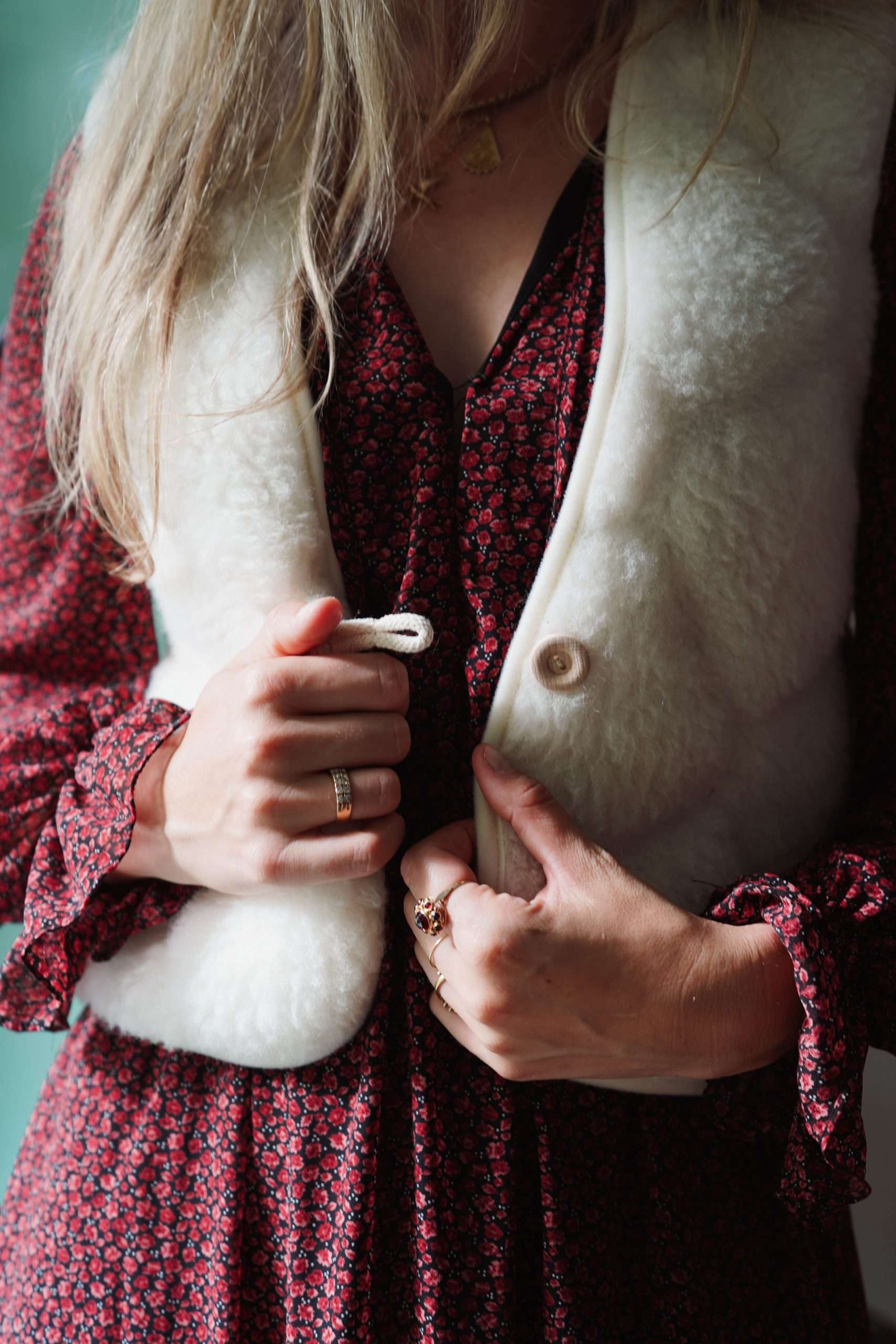 Wollen Bodywarmer - Flache Weiße Bubble Shorty