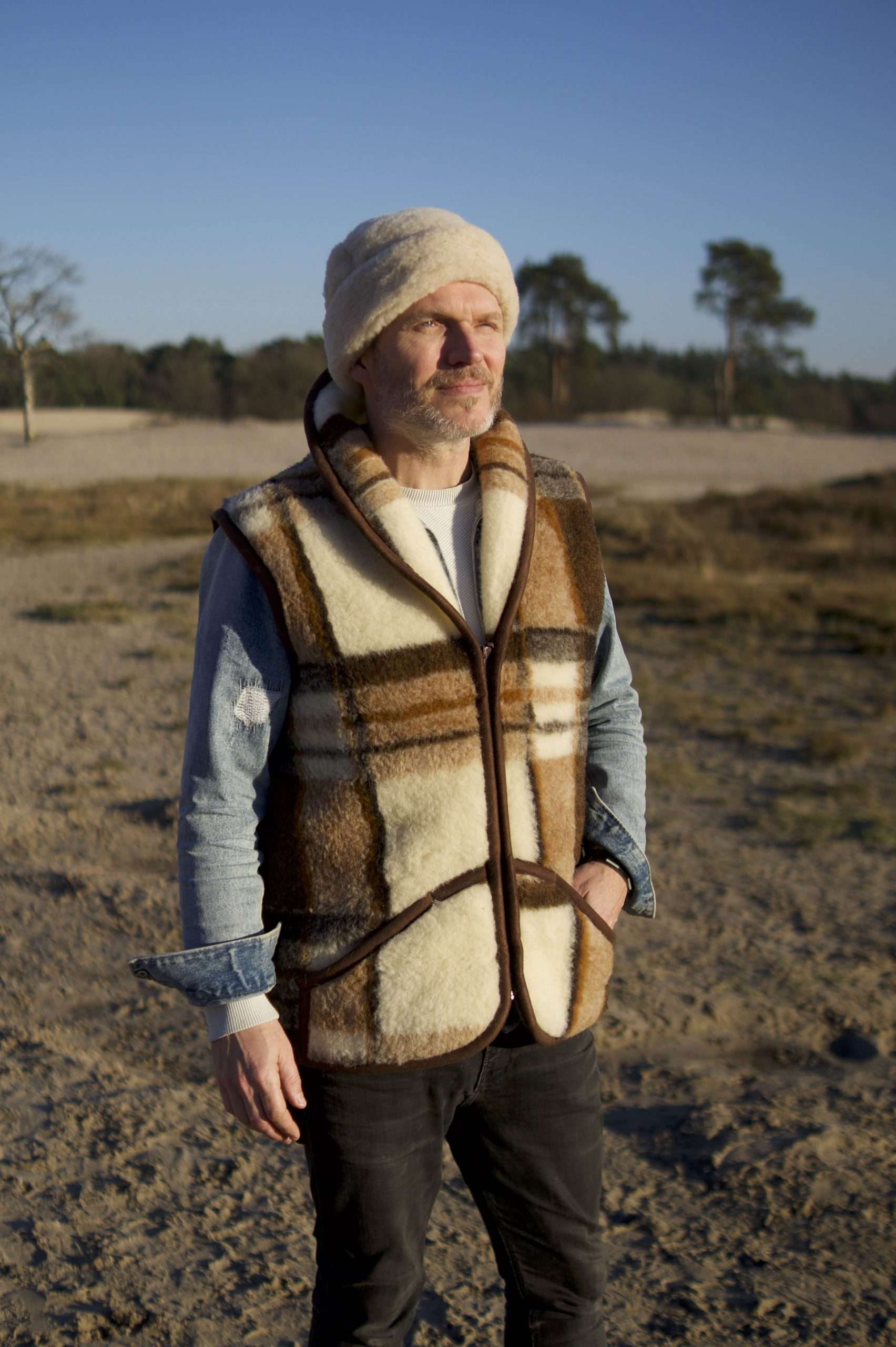 Wollen Bodywarmer - Mehrfarbig mit Reißverschluss