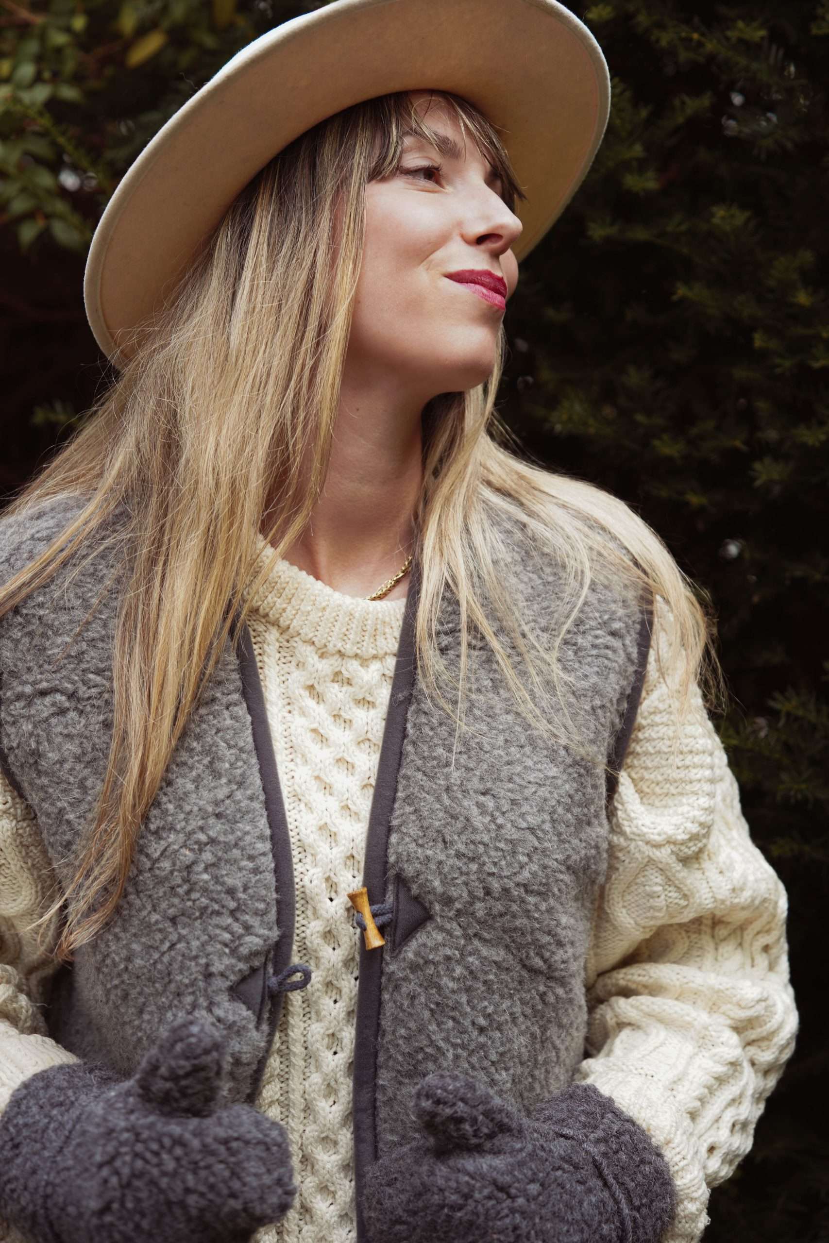 Wollen Bodywarmer - Schwarzer Tee