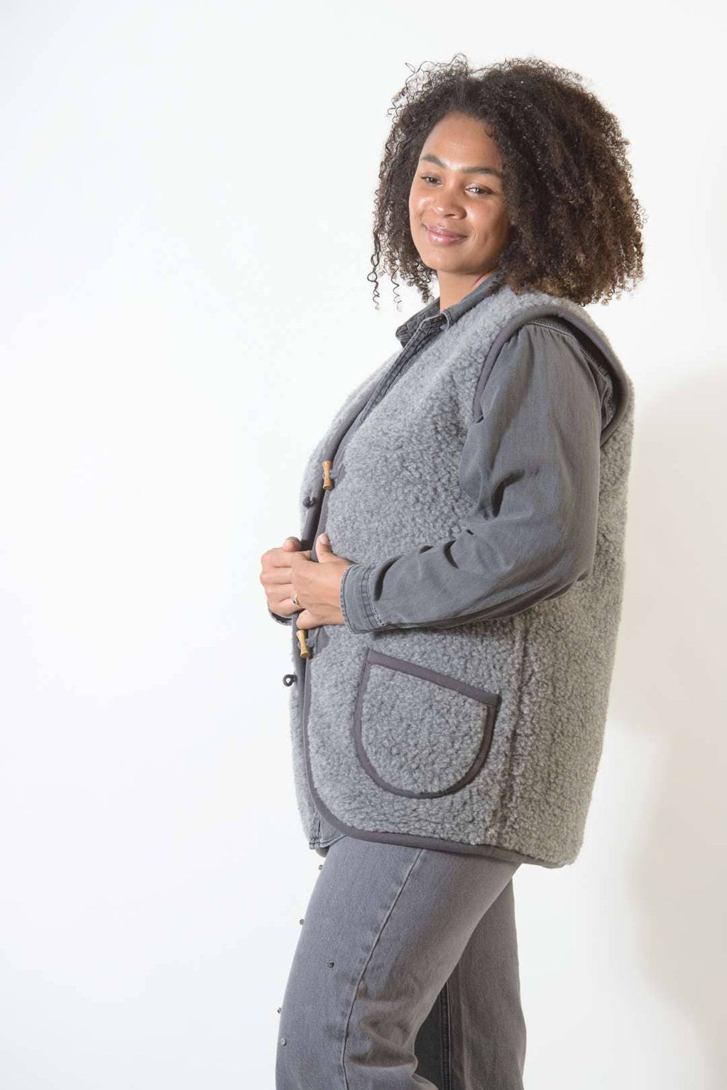 Wollen Bodywarmer - Schwarzer Tee