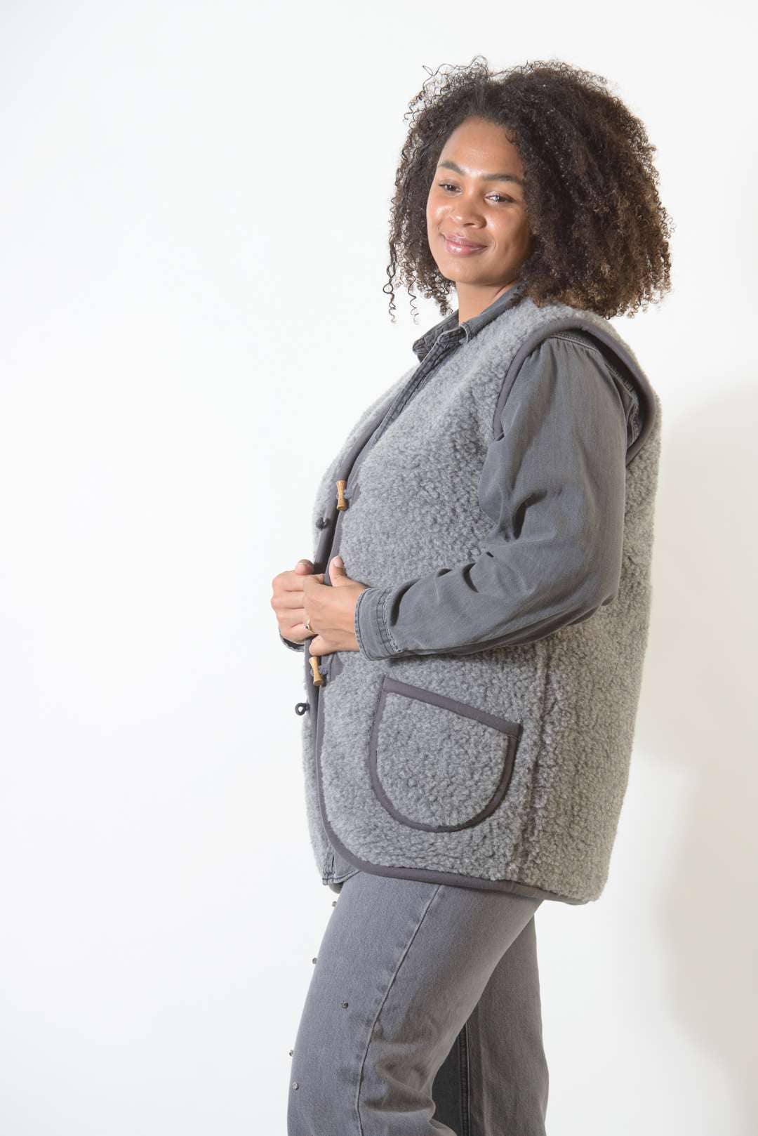 Wollen Bodywarmer - Schwarzer Tee