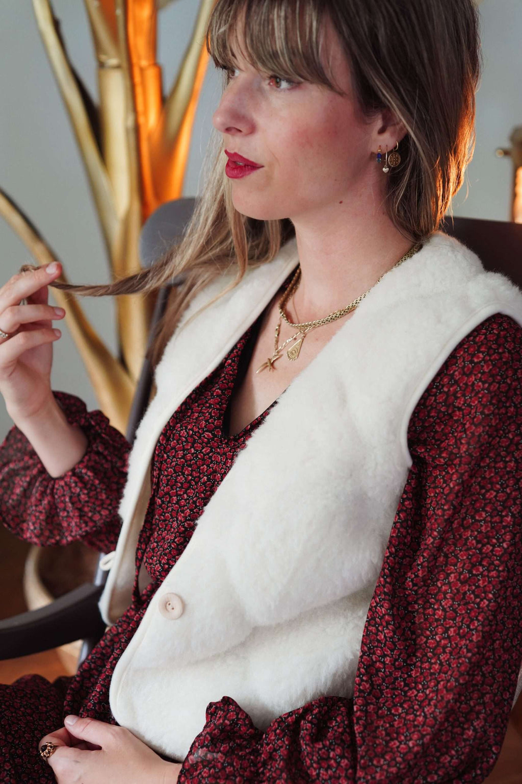 Wollen Bodywarmer - Flache Weiße Bubble Shorty