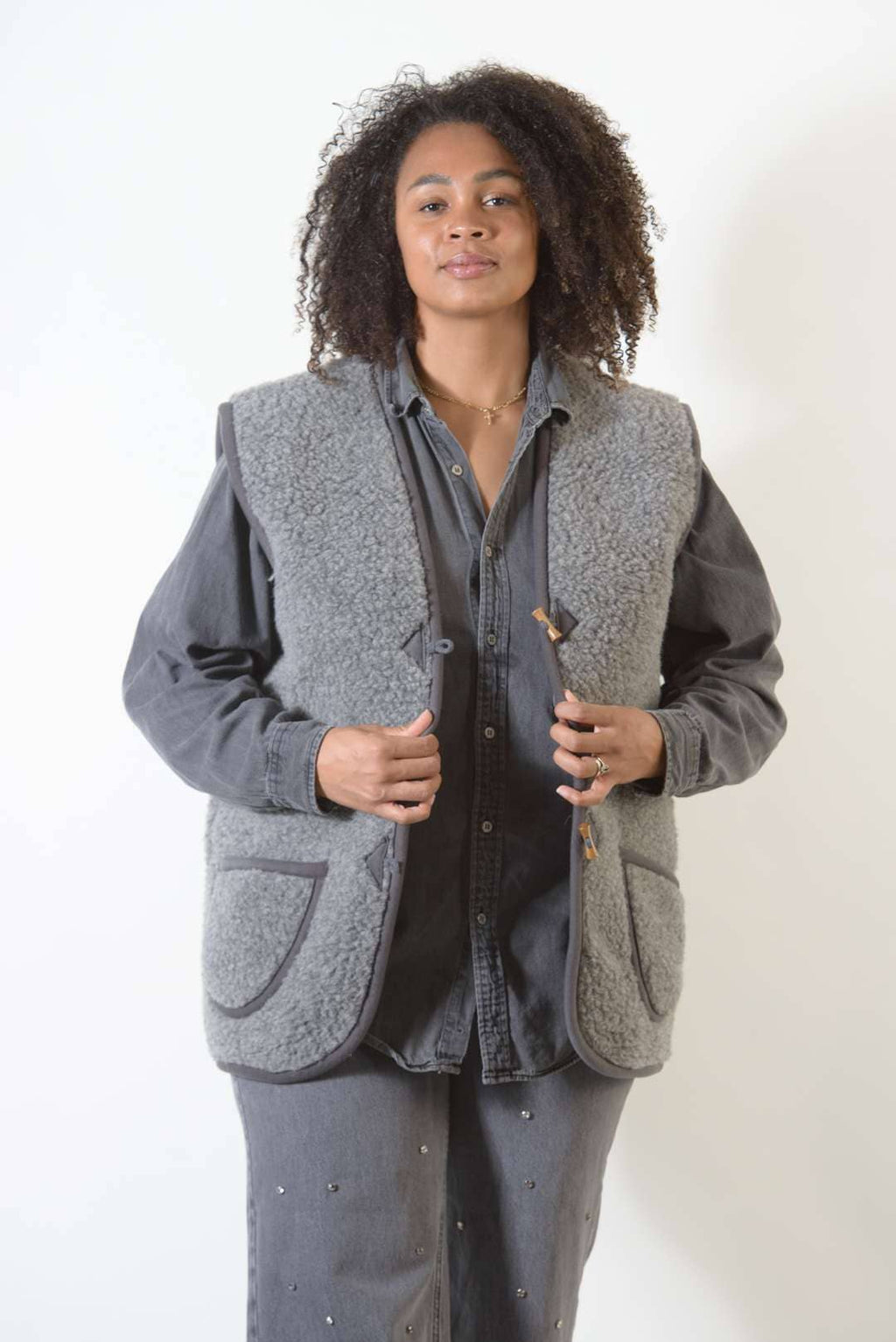 Wollen Bodywarmer - Schwarzer Tee